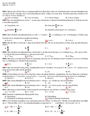 Kỳ thi giữa học kỳ 1 môn thi vật lý